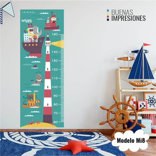 Imagen 8 de 9 de Vinilos Decorativos Medidores Infantiles Animales, Barcos