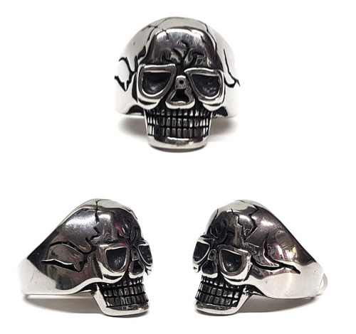 Anillo Calavera Craneo Rocker En Acero Quirurgico .