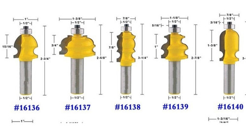 Juego Set Brocas Router Para Moldeado 5 Pzas