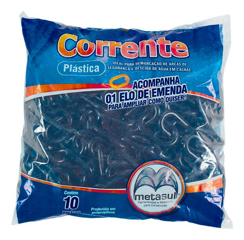 Corrente Plastica 6mm Preta 10m Metasul Cor Preto