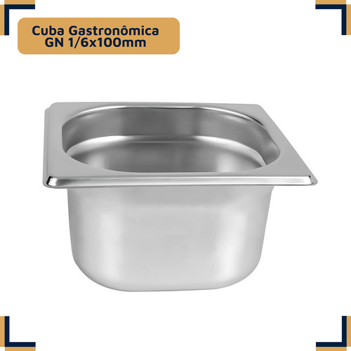 Cuba Gn 1/6 100mm Com Tampa Para Buffet Sorveteria Aço Inox