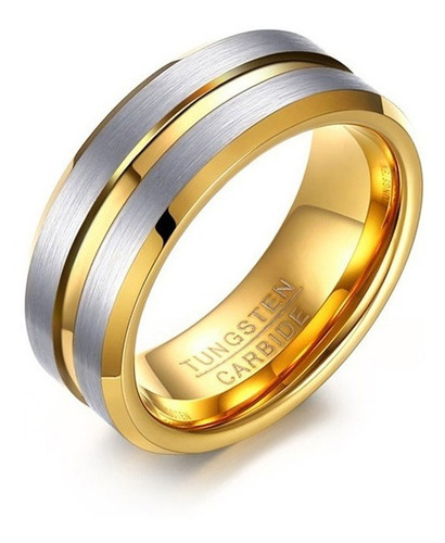 Imagen 1 de 6 de Anillo De Tungsteno, August I Plateado Y Dorado