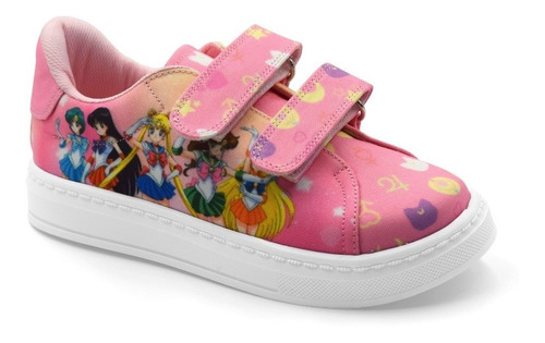 Tenis Rosa Sailor Scouts Sailor Moon Anime Velcro Niña