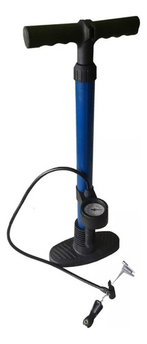 Inflador De Pie Tm Foot-pump Con Medidor Para Bicicletas Color Azul