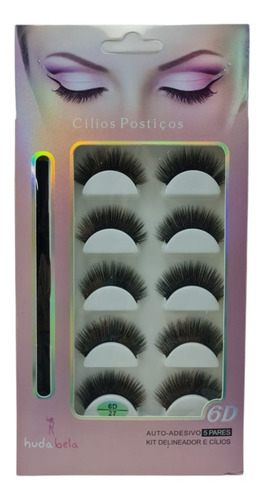 Kit 5 Pares Cílios Magnéticos Delineador Aplicador