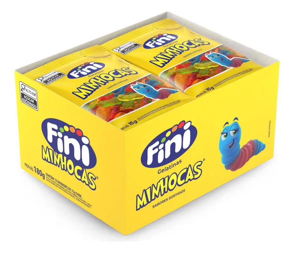 Fini Mini Minhocas Display Caixinha com 12 Unidades de 15g - Festas, Lembrancinhas e Decorações