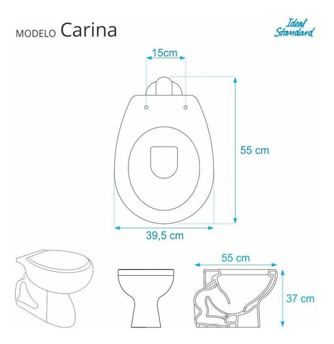 Imagem 2 de 5 de Tampa De Vaso Carina Bone Bege Claro Para Vaso Ideal Standard
