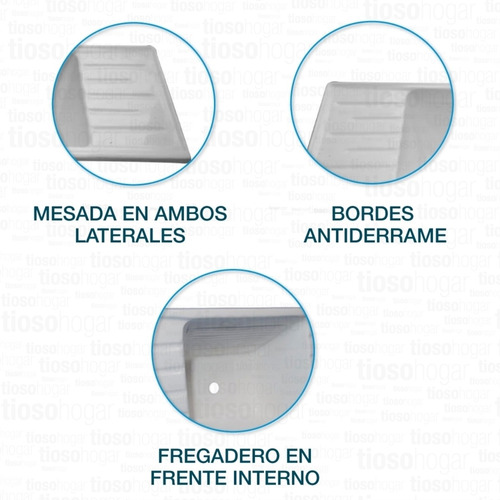 Imagen 6 de 10 de Bacha Lavadero Pileta Fregadero Mesada Blanca 1 Metro Fibra