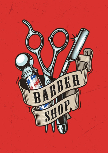 Imagem 7 de 9 de 5 Pôsteres Cartaz Barbearia Retrô Para Emoldurar 20x30cm