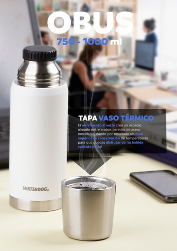 Termo Waterdog Obus Acero Inoxidable 1000 Cc Blanco