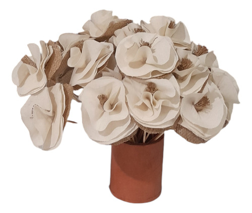 Flores De Lienzo Pack X 12 Unidades Tela Natural