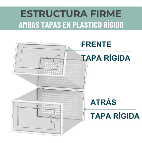 Imagen 3 de 9 de Caja Organizadora De Zapatos Set X4 Casatua Apilables Firmes