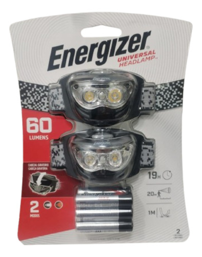 Linterna Frontal Energizer Hd33a4 60 Lumenes Negro