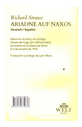 R. Strauss: Ariadne Auf Naxos, (libreto) Deutsch / Español.