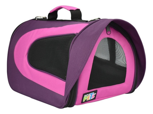 Transportadora 43x25x23cm Perro Plegable Tela Fashion Visera Color Violeta