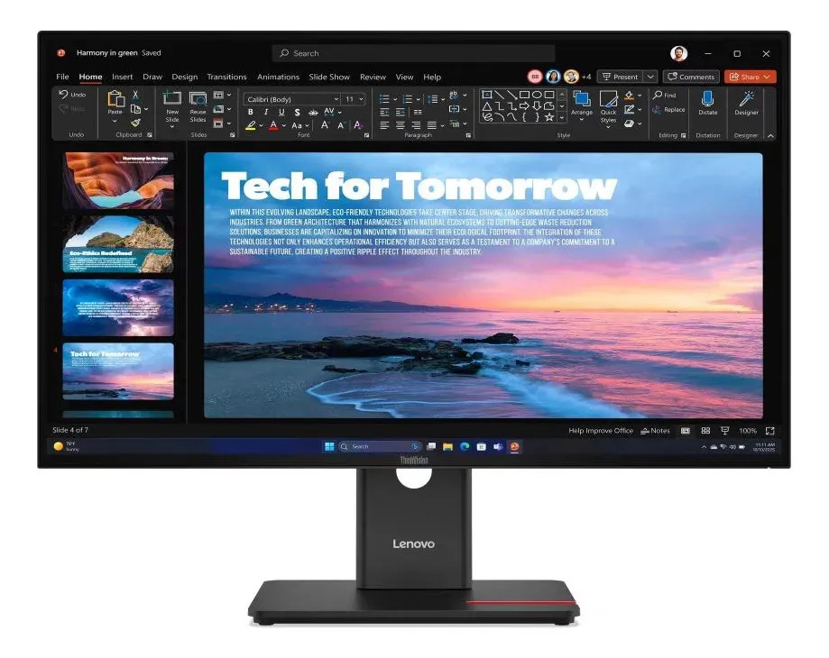Monitor Lenovo Thinkvision T27qd-40 De 27 Pulgadas Qhd Negro