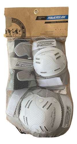 Protecciones Powerslide Muñequera Codera Y Rodillera. Roller Blanco