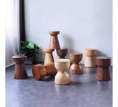 Dxydzswd Muelle De Madera Maciza Taburete De Tocón De Árbol