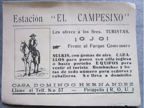 Antiguo Folleto Publicitario Estacion El Campesino Piriapoli