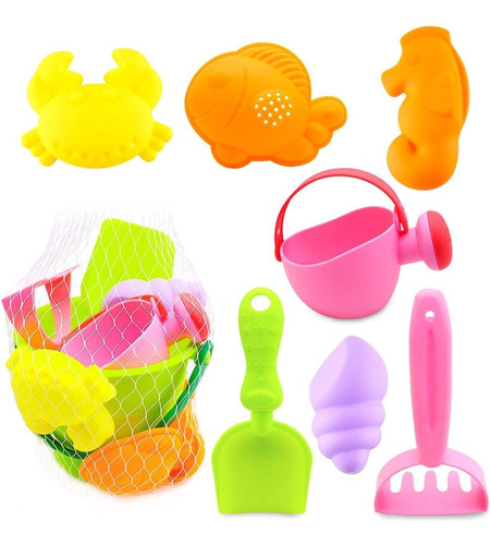 Set Juguetes De Playa For Niños 6 Accesorios Cubeta