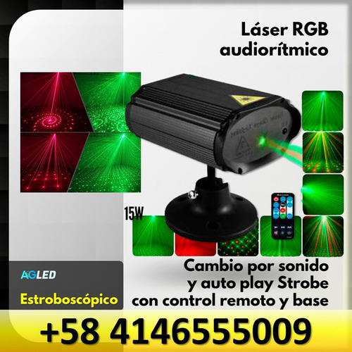 Laser Rgb 15w Audioritmico Cambio Sonido Auto Play Strobe
