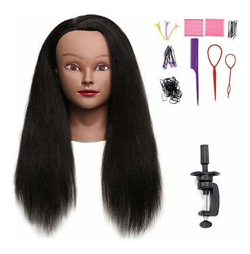 Cabeza Entrenamiento Cabello Natural Negro 45cm Sophire Negro