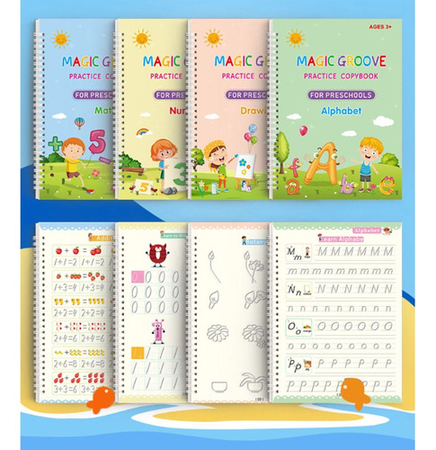 - Conjunto De 2 Cadernos De Caligrafia Magic Copy Book Para
