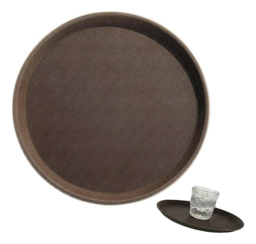Charola Para Mesero Antiderrapante 37 Cm De Diámetro 2 Pieza