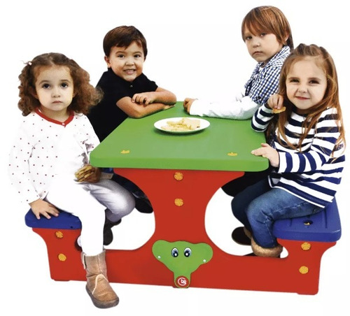 Imagen 9 de 10 de Mesa Mesita Camping Infantil Rodacross Ext O Int 4 Lugares