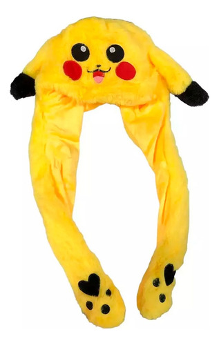 Gorro De Peluche Movimiento Levanta Orejas Luz Diseños Kawai Pikachu Pikachu Peluche