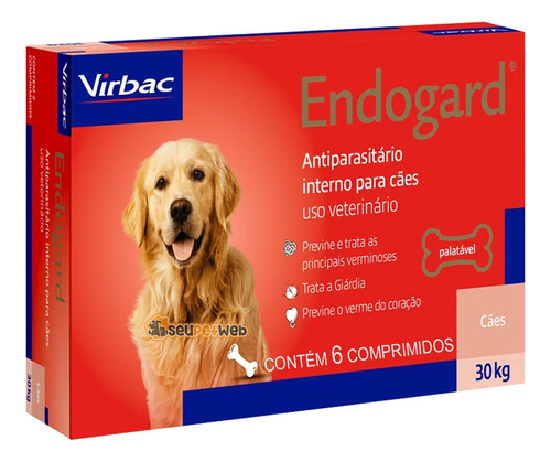 Vermífugo Endogard Virbac Cães De 30 Kg Caixa Com 6un