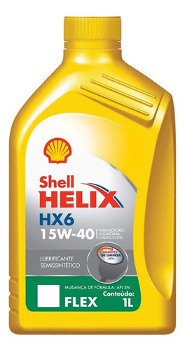 Óleo 15w40 Shell Helix Hx6 Semissintético Api Sn 1 Litro
