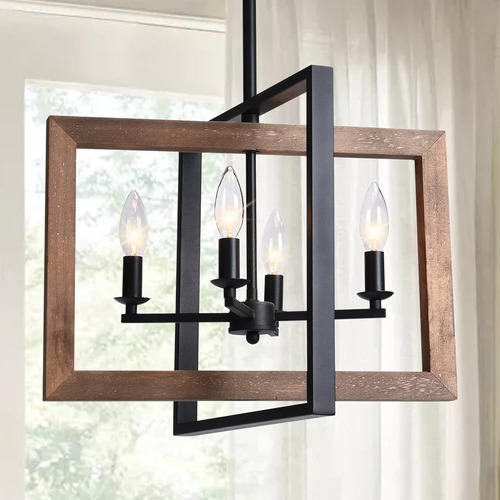 Lingkai Farmhouse Chandelier Rustic Kitchen Island Light Fix