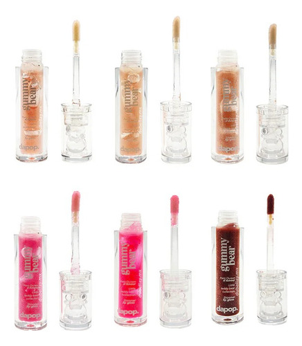 Shimmer Lip Gloss Gummy Bear Dapop Pack 6 Tonos Color Multicolor