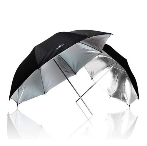 Limostudio 2 x 33  Doble Capa Negro/plata Paraguas Reflecto