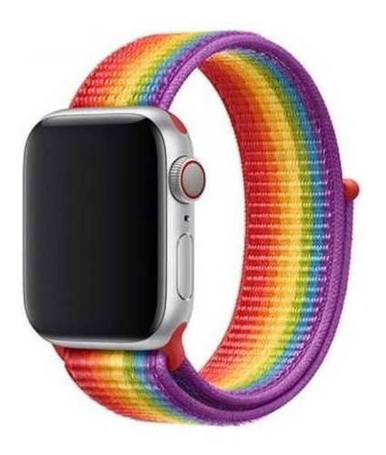 Pulseira Nylon Sport Loop P/ Apple Watch 42/44mm - Arco Íris