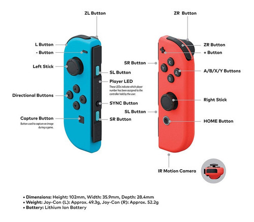 Nintendo Switch Neon Blue And Neon Red Joycon. Color Rojo