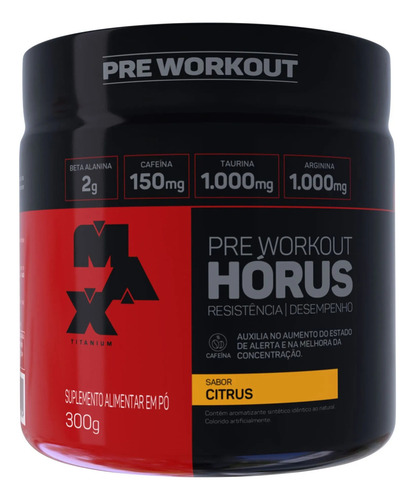 Suplemento Em Pó Max Titanium Horus Sabor Citrus Em Pote De 300g Citrus