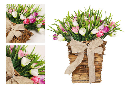 Cesta Colgante Para Puerta, Guirnalda De Flores De Tulipán
