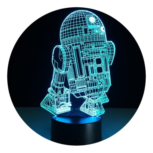 Lámpara Ilusión 3d Star Wars R2-d2 + Control Remoto