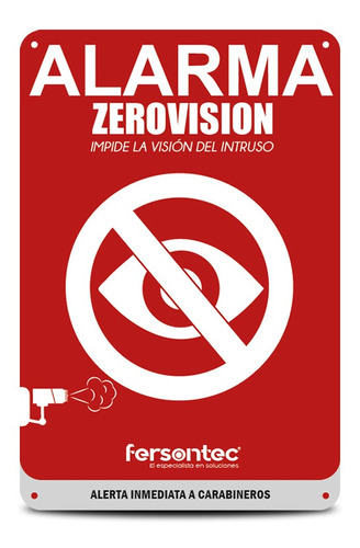 Cartel Placa Disuasivo Letrero Zero Vision Alarma