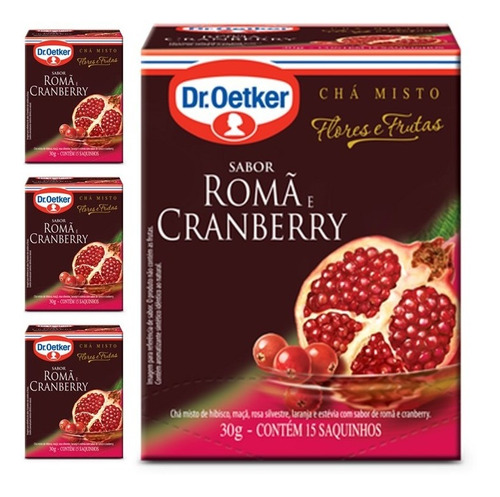 Kit De Chá:  Romã E Cramberry - Dr. Oetker Kit Com 4 Caixas