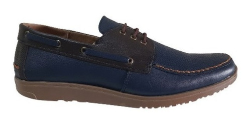 Zapato Top Sider Hombre Piel 304 Azul / Cafe