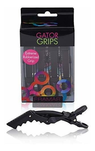 Pinzas - Framar Gator Grips Black Styling Hair Clips - Set O