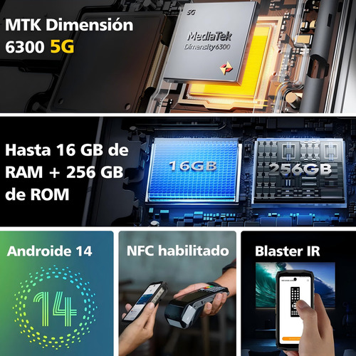 Ulefone Armor Mini 20 Pro 4,7 pulgadas 5G Dual SIM robusto luz LED versátil Android 14 6200 mAh 16 GB de RAM 256 GB Rom Visión Nocturna De 64 MP 33 W
