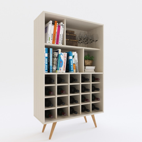 Biblioteca Nordico Escandinavo Con Bodeguero Dl886 + Sin Cargo Capital Federal Color Fineline Crema