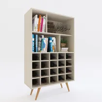 Comprar Biblioteca Nordico Escandinavo Con Bodeguero Dl886 + Sin Cargo Capital Federal Color Fineline Crema