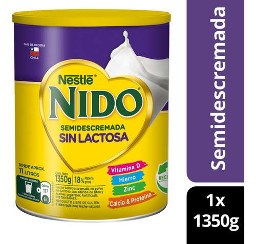 Leche en polvo NIDO® Semidescremadar Sin Lactosa Tarro 1350g