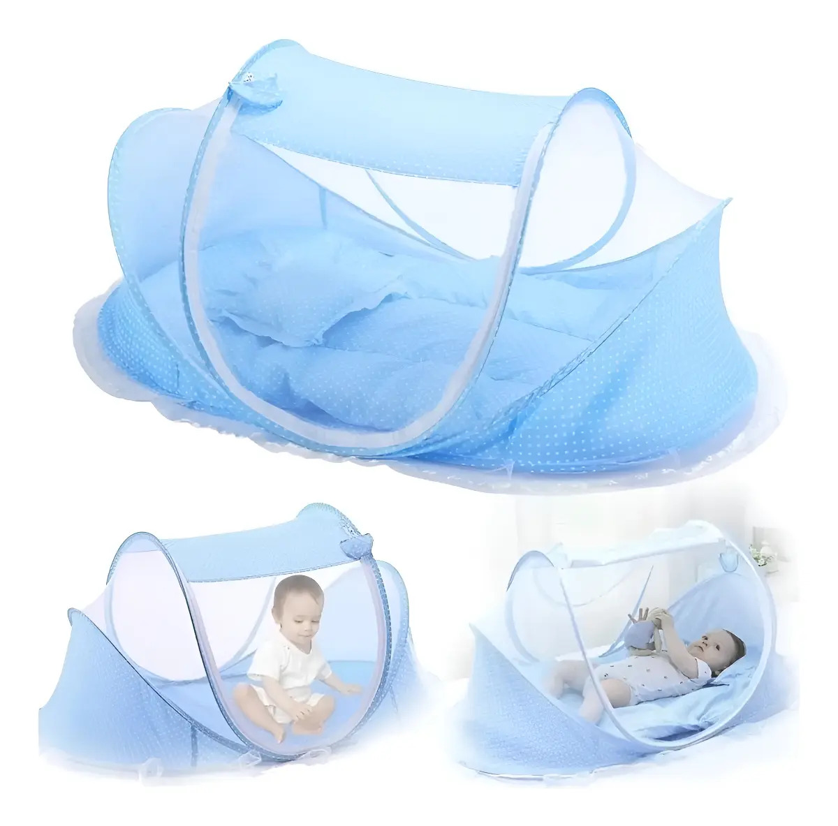 Cuna Moisés Plegable Portátil Mosquitero Bebe Colchon Inclui Color Azul