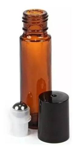 Envase Botella Rollon 5ml Vidrio Ambar Esfera Metal (10 Pza)